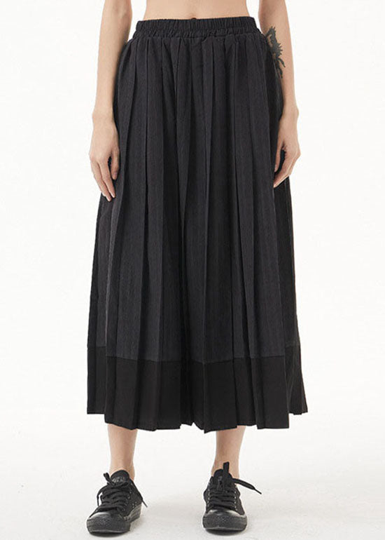 Bohemian Dunkelgrau elastische taille Patchwork plissierten Rock