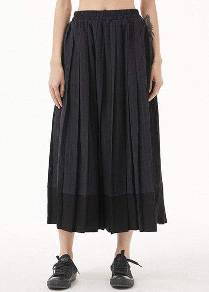Bohemian Dunkelgrau elastische taille Patchwork plissierten Rock