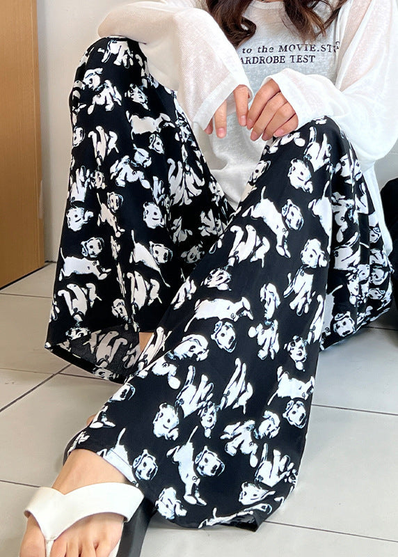 Bohemian Elastic Waist Print Cotton Straight Pants Summer