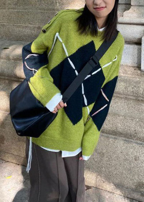 Bohemian Grün Cold Shoulder Button Stricktop Winter