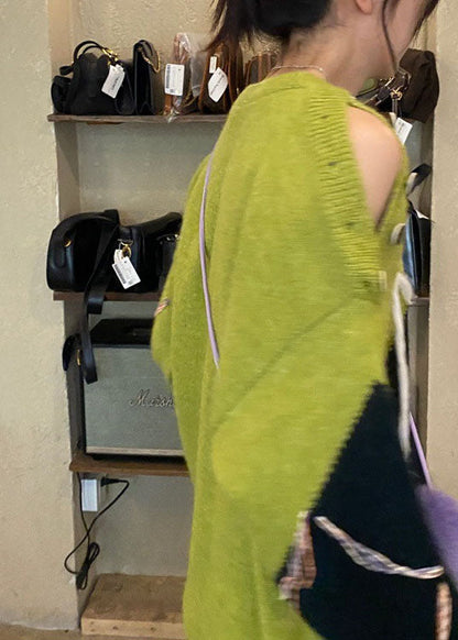 Bohemian Grün Cold Shoulder Button Stricktop Winter