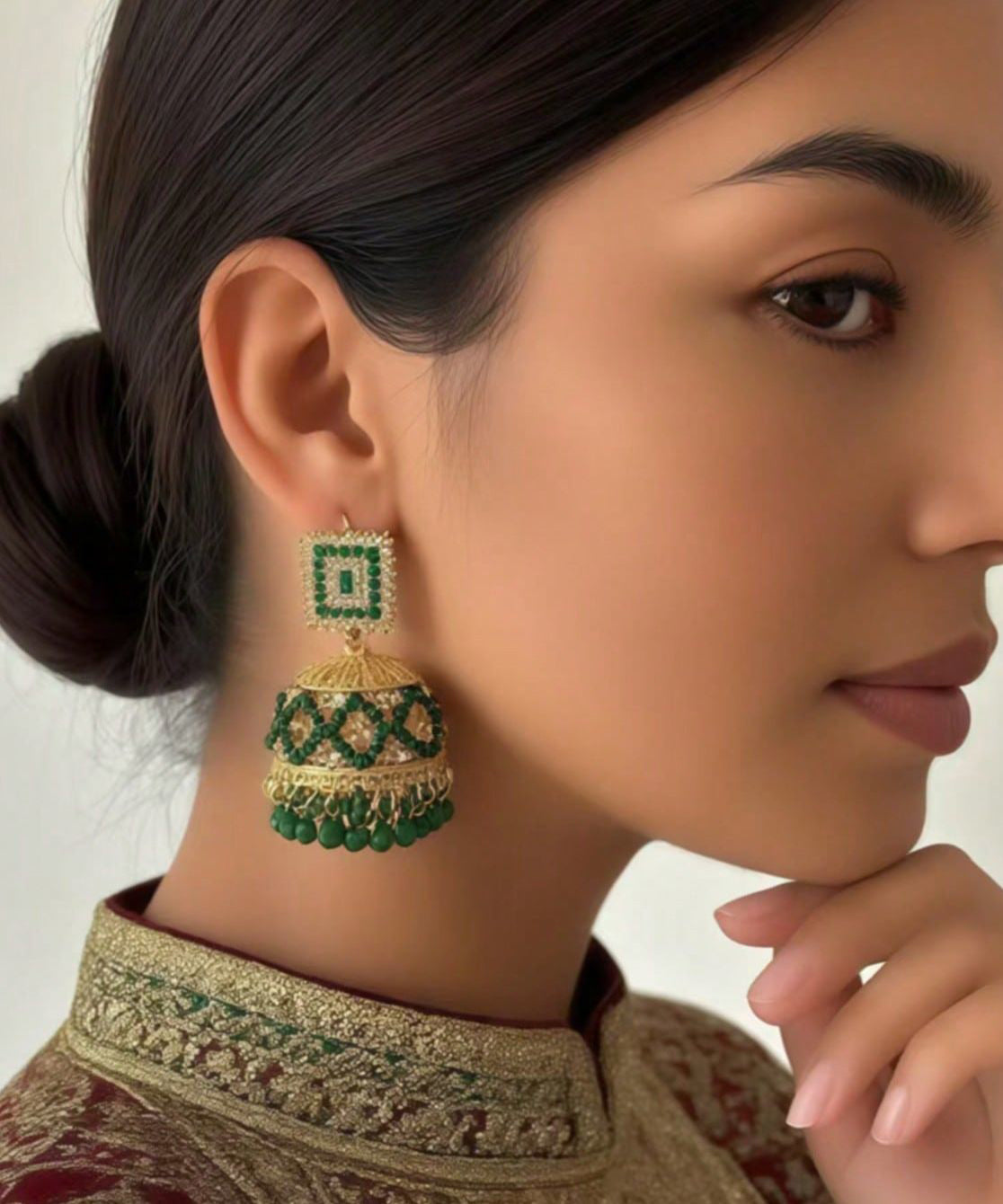 Bohemian Green Copper Alloy Zircon Hollow Out Drop Earrings