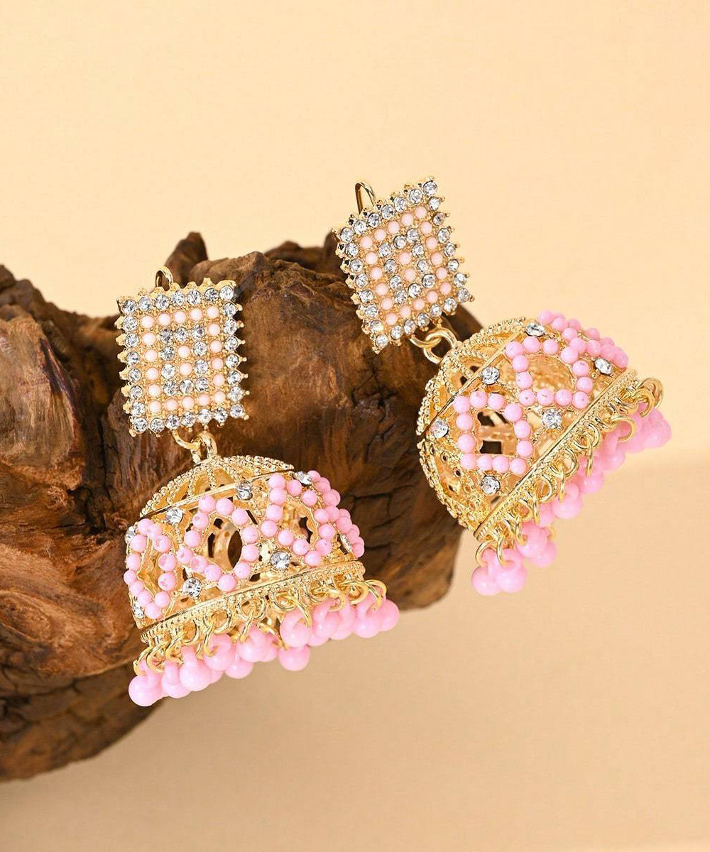 Bohemian Green Copper Alloy Zircon Hollow Out Drop Earrings