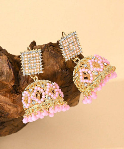 Bohemian Green Copper Alloy Zircon Hollow Out Drop Earrings