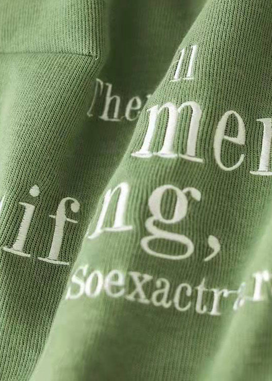 Bohemian Grün Bestickt Rollkragen Warme Fleece Sweatshirts Top Winter