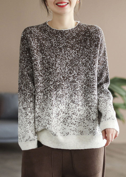 Bohemian Grün Farbverlauf Strickpullover Winter