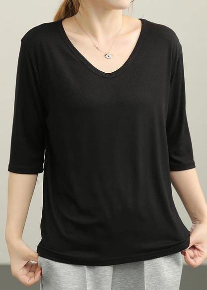 Bohemian Grey V Neck Cotton Top Summer - SooLinen