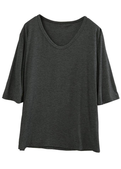 Bohemian Grey V Neck Cotton Top Summer - SooLinen