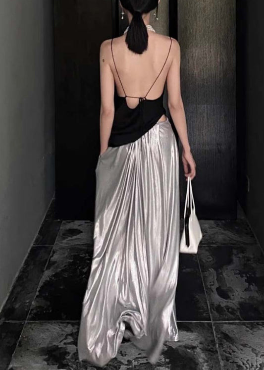 Bohemian Halte-Zweiteiler mit rückenfreiem Top und Hosenrock, ärmellos