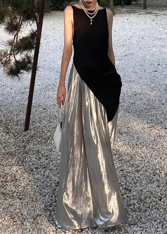 Bohemian Halte-Zweiteiler mit rückenfreiem Top und Hosenrock, ärmellos