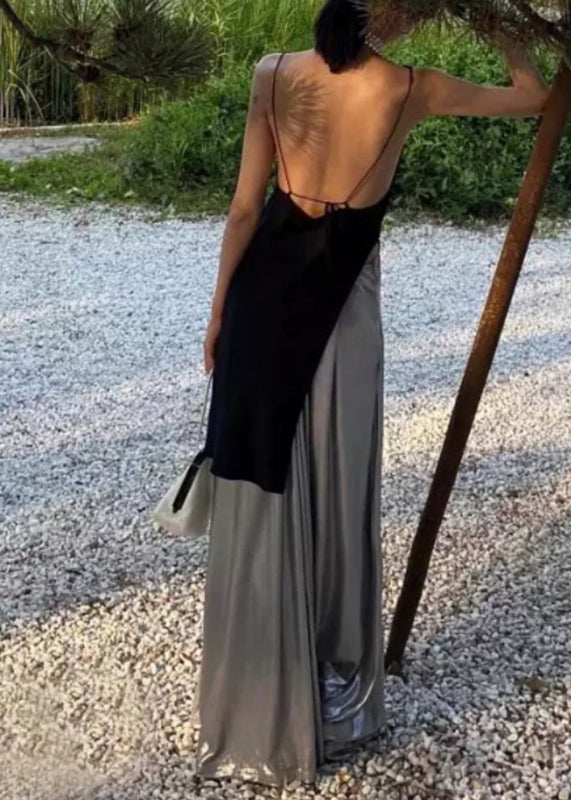 Bohemian Halte-Zweiteiler mit rückenfreiem Top und Hosenrock, ärmellos