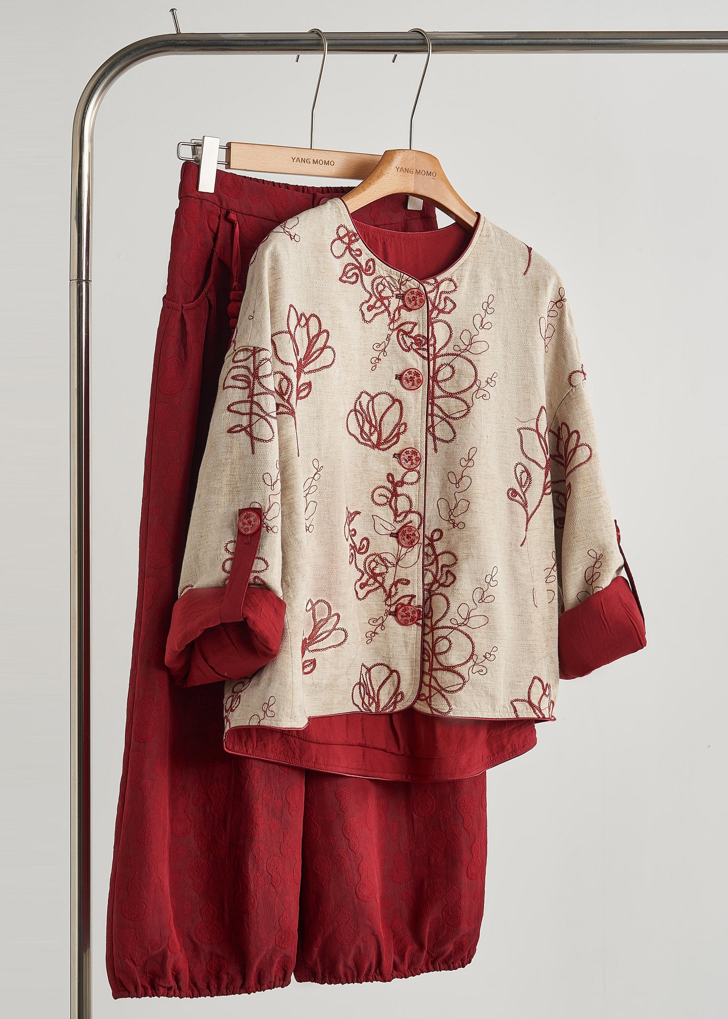 Bohemian Khaki Embroidered Cotton Coat Spring