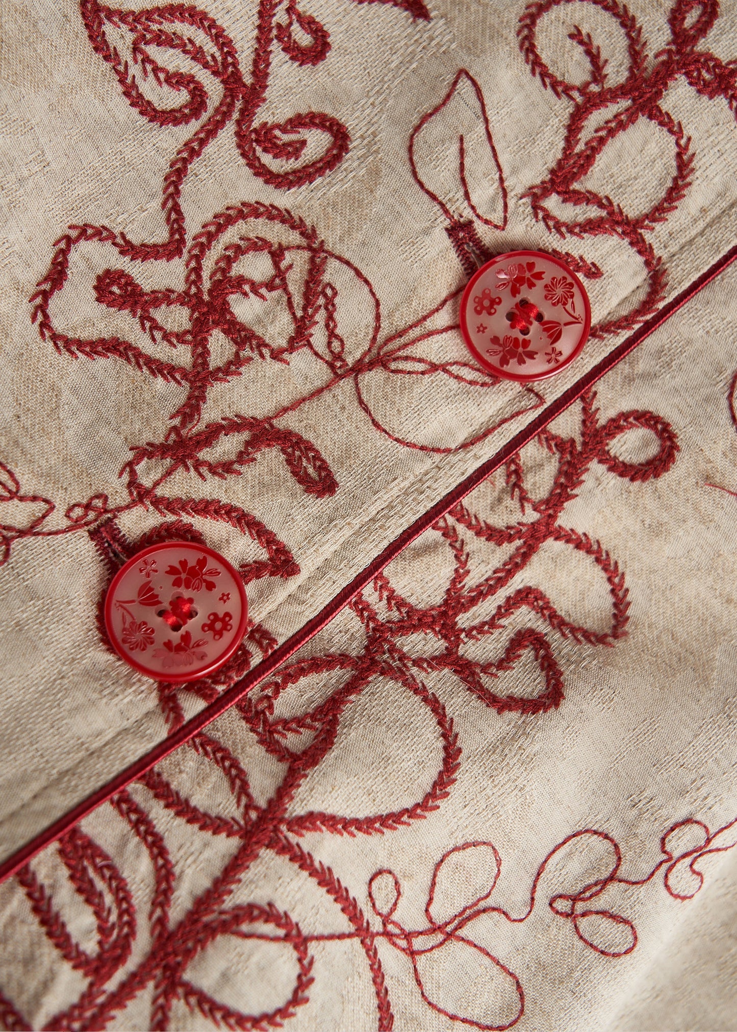 Bohemian Khaki Embroidered Cotton Coat Spring