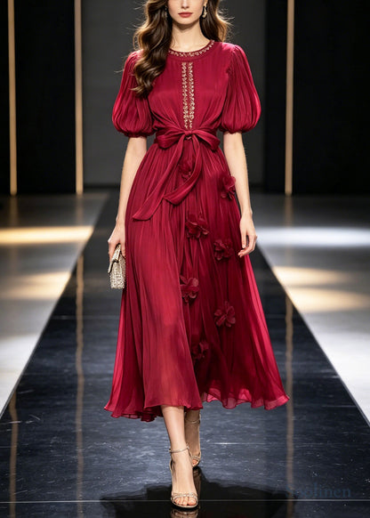 Bohemian Mulberry Rhinestone Floral Chiffon Vacation Dresses Summer