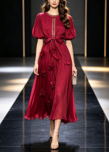 Bohemian Mulberry Rhinestone Floral Chiffon Vacation Dresses Summer