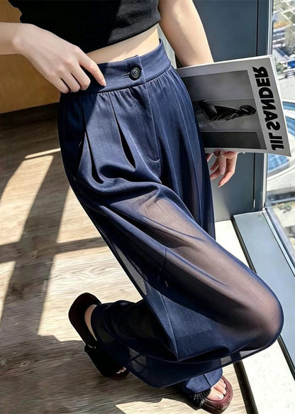 Bohemian Navy High Waist Sheer Tulle Pants Summer