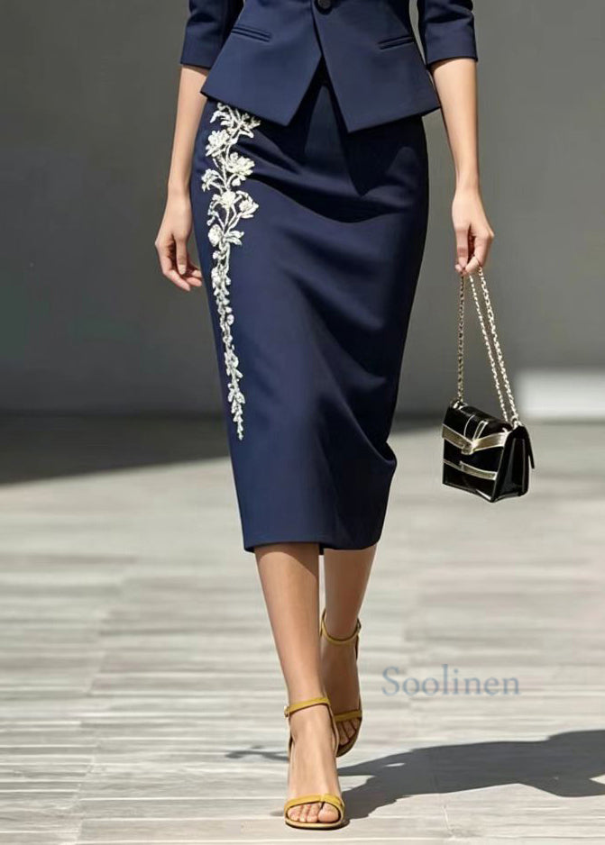 Bohemian Navy Notched Wraped Two Piece Suit Set Bracelet Sleeve