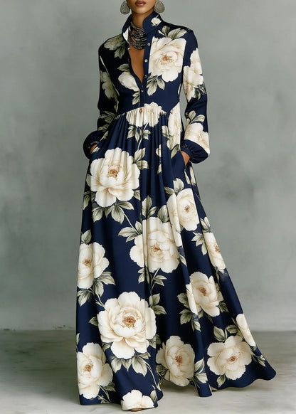Gold Baroque Maxi Dress Holiday Outfits