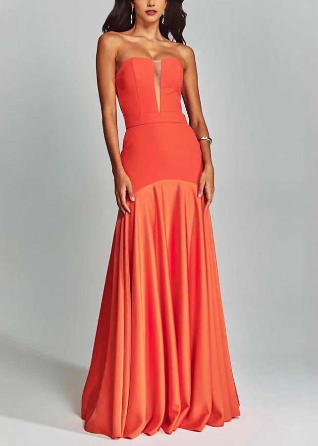 Bohemian Orange Strapless Patchwork Party Evening Dresses Summer