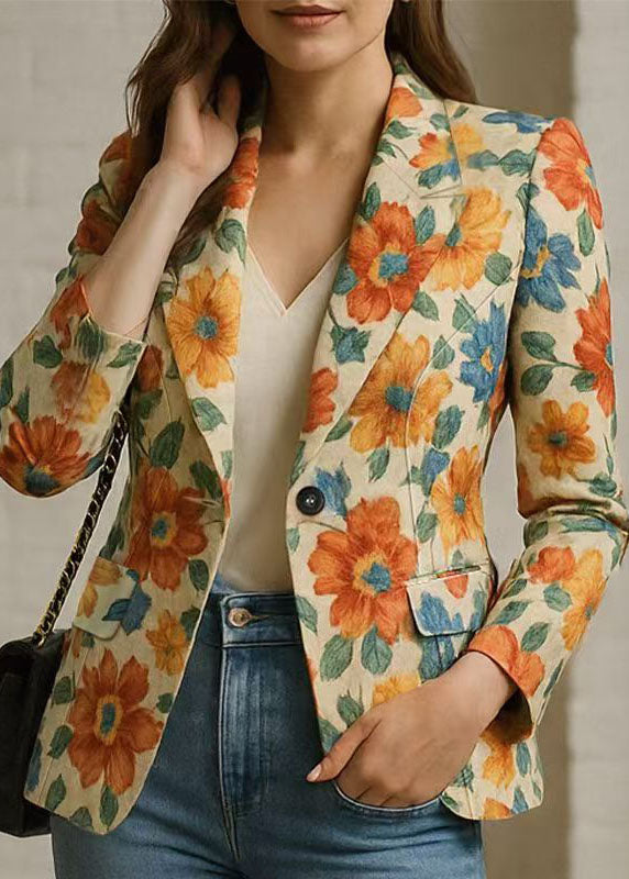 Bohemian Peter Pan Collar Print Blazer Jackets Coat Fall