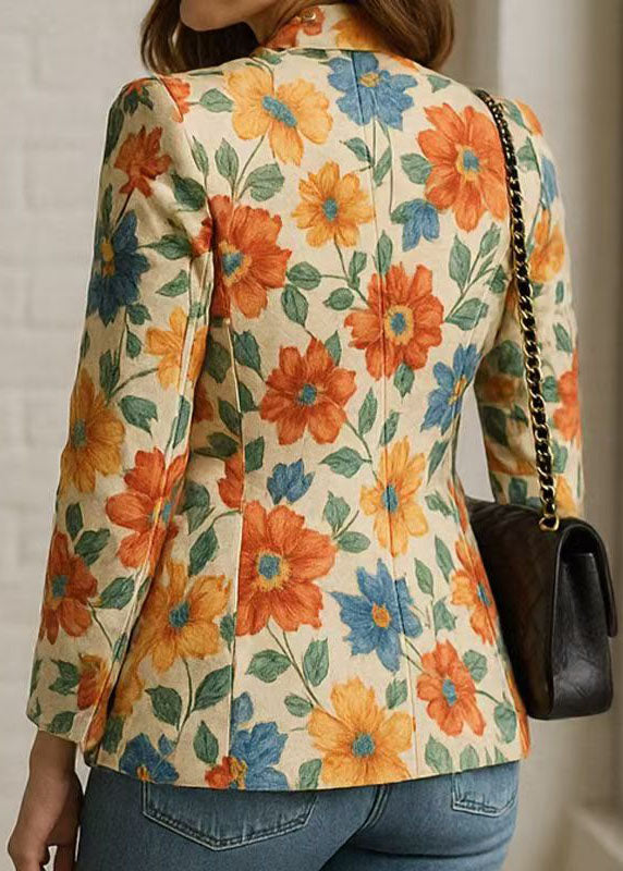 Bohemian Peter Pan Collar Print Blazer Jackets Coat Fall