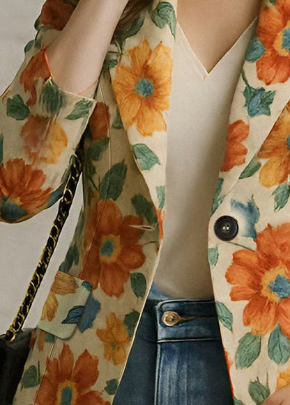 Bohemian Peter Pan Collar Print Blazer Jackets Coat Fall