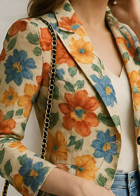 Bohemian Peter Pan Collar Print Blazer Jackets Coat Fall