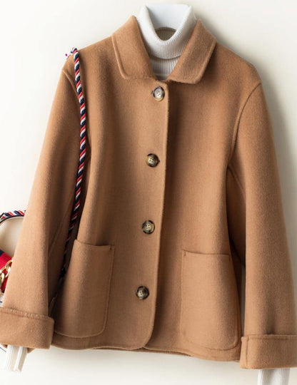 Bohemian Peter pan Collar pockets Plus Size clothes For Women brown jackets - SooLinen