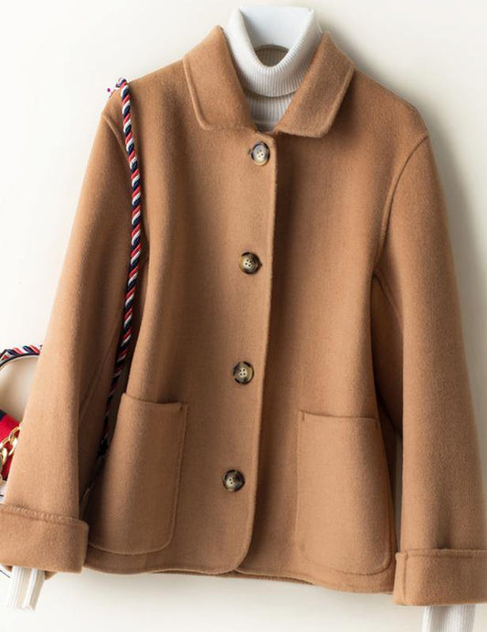 Bohemian Peter pan Collar pockets Plus Size clothes For Women brown jackets - SooLinen