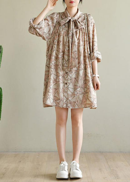 Bohemian Pink Print Chiffon Button Spring Maxi Dress - SooLinen