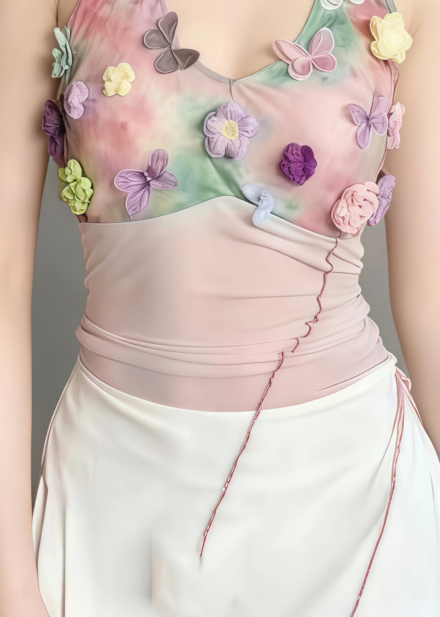 Bohemian Pink Tie Dye Butterfly Decorated Beach Vest Summer