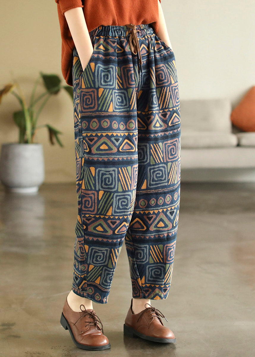Bohemian Print Krawatte Taille Baumwolle Beam Pants Sommer