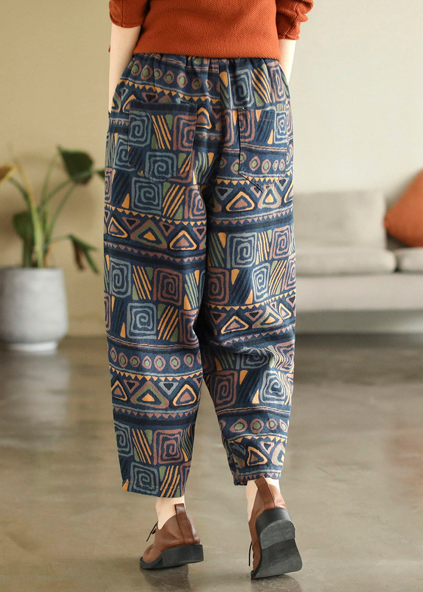 Bohemian Print Krawatte Taille Baumwolle Beam Pants Sommer