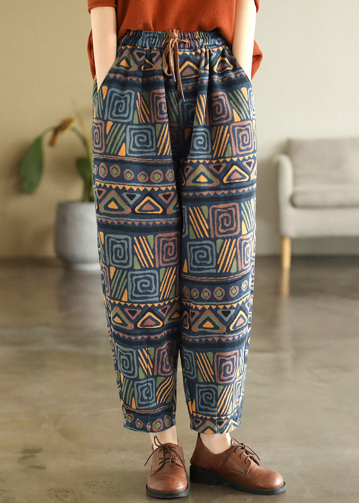 Bohemian Print Krawatte Taille Baumwolle Beam Pants Sommer