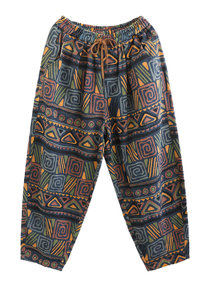 Bohemian Print Krawatte Taille Baumwolle Beam Pants Sommer