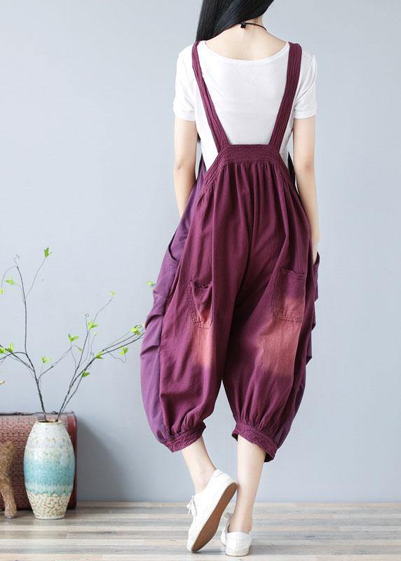 Bohemian Purple Hole Patchwork Fall Cotton Romper - SooLinen