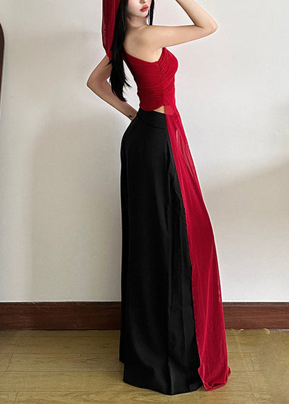 Chalecos de tul de diseño asimétrico de un solo hombro rojo bohemio de verano