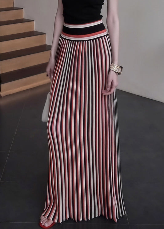 Boho-Rot gestreifte, schmal geschnittene, gerade Röcke für den Frühling