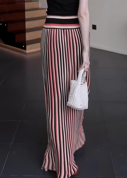 Boho-Rot gestreifte, schmal geschnittene, gerade Röcke für den Frühling