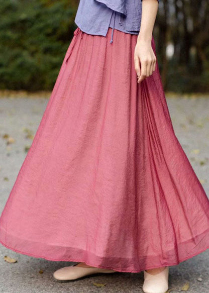 Bohemian Rot Faltig Elastische Taille Patchwork Baumwolle Röcke Sommer