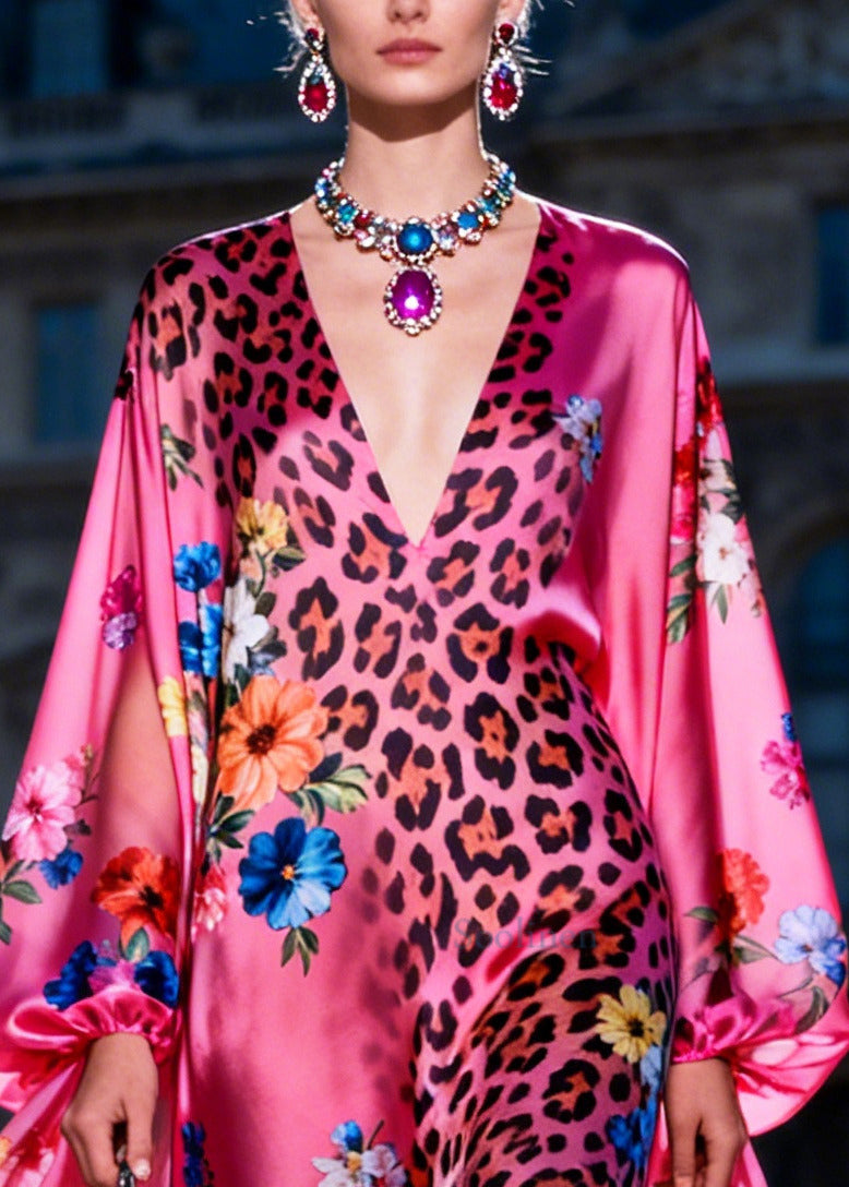 Bohemian Rose Asymmetrical Print Chiffon Holiday Dress Summer