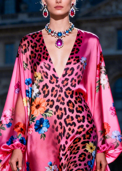 Bohemian Rose Asymmetrical Print Chiffon Holiday Dress Summer