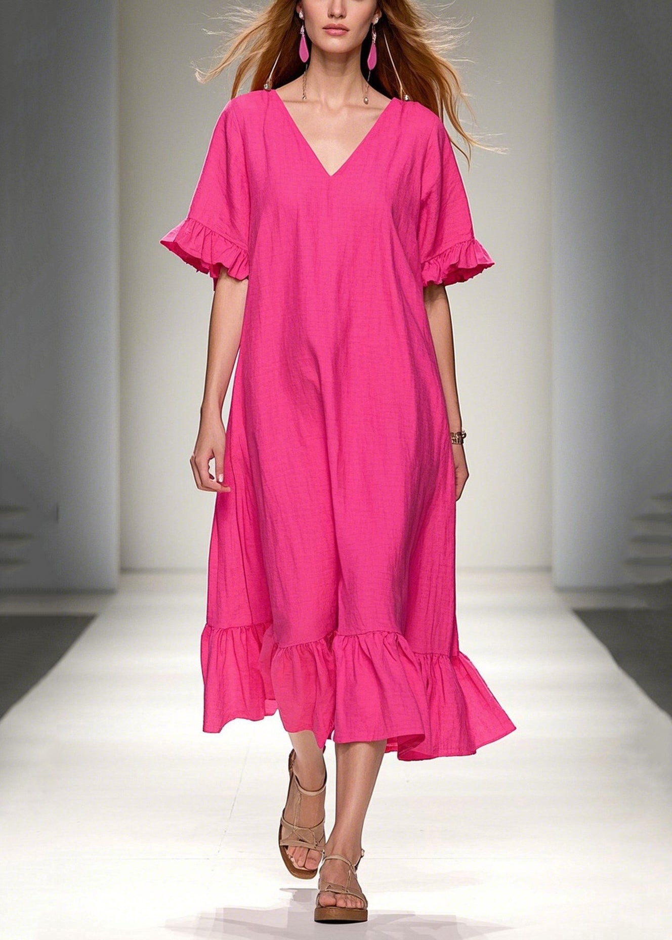 Bohemian Rose Oversized Cotton Vacation Dresses Summer