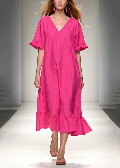 Bohemian Rose Oversized Cotton Vacation Dresses Summer