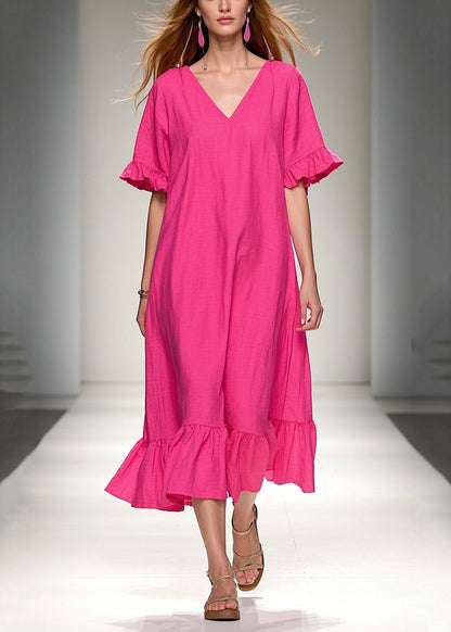 Bohemian Rose Oversized Cotton Vacation Dresses Summer