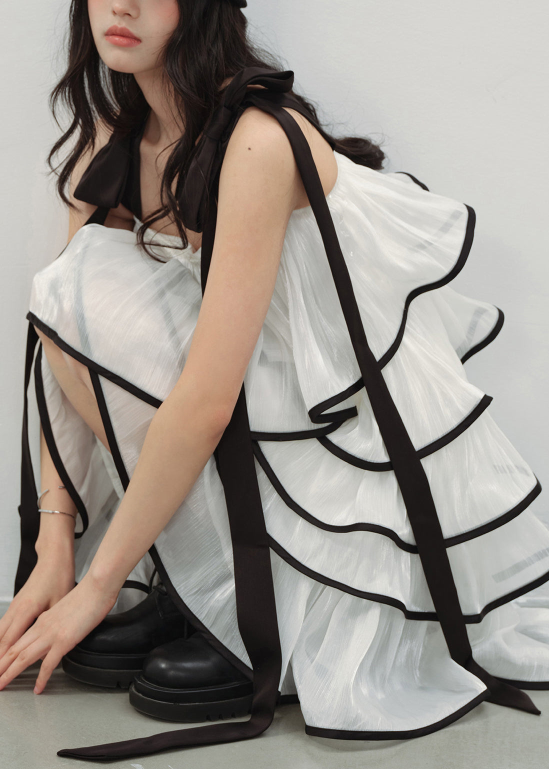 Bohemian White Layered Ruffles Chiffon Mini Dress Summer