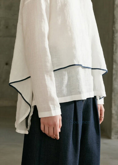 Camisas de dos piezas de algodón de gran tamaño, estilo bohemio, blancas, de primavera