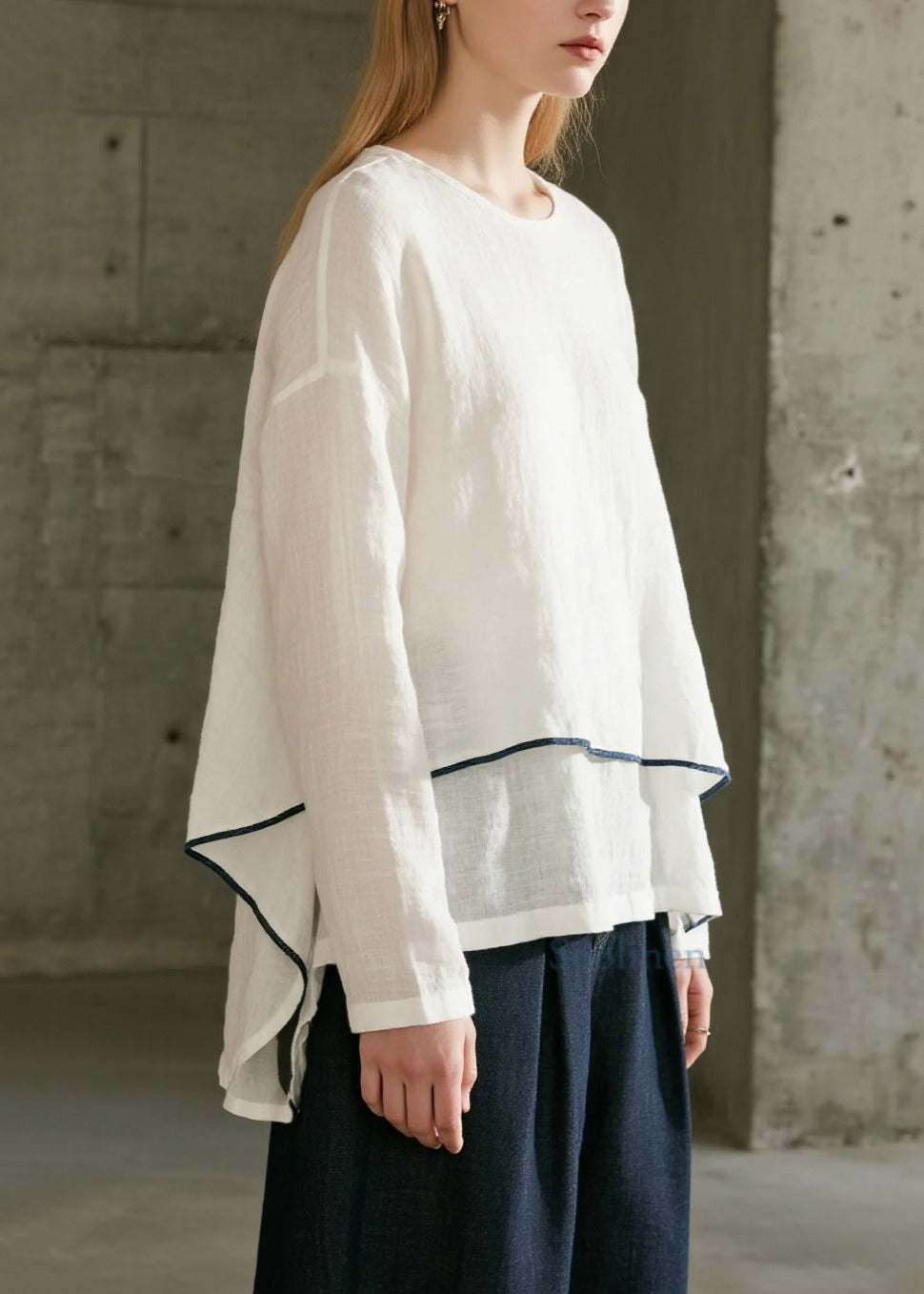 Camisas de dos piezas de algodón de gran tamaño, estilo bohemio, blancas, de primavera