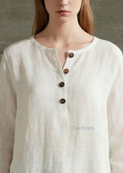 Bohemian White Oversized Patchwork Cotton Tops Spring