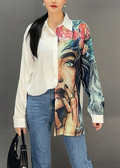 Bohemian White Peter Pan Collar Chiffon Top Fall